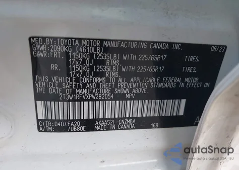 2023 Toyota Rav4 Xle z USA, uszkodzony, nr VIN 2T3W1RFVXPW282054